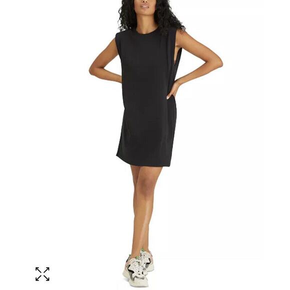 Sanctuary Cute Black Cotton Crewneck Sleeveless Drop Armhole Pullover Dress XS - Picture 1 of 16